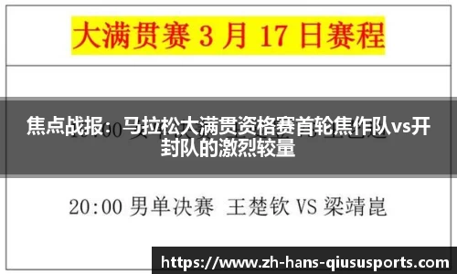 焦点战报：马拉松大满贯资格赛首轮焦作队vs开封队的激烈较量